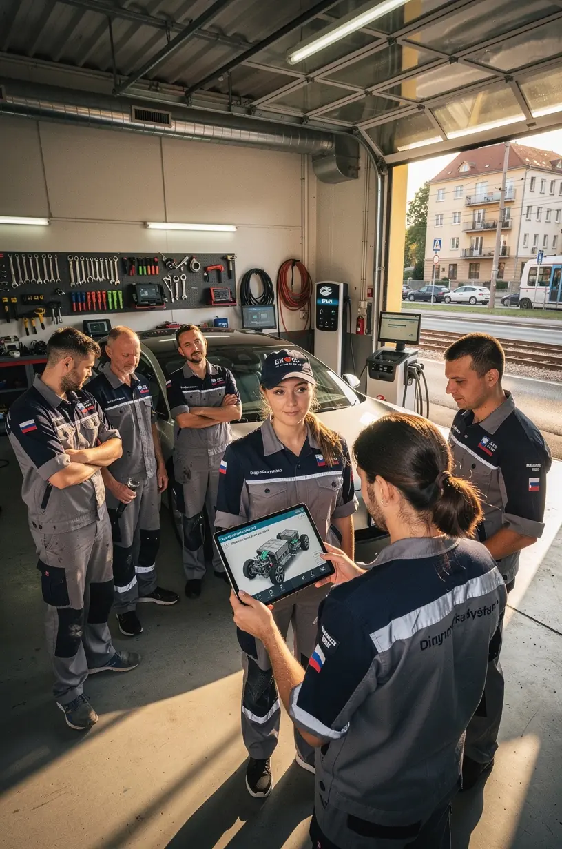 Mechanik kontroluje motor vozidla a zaznamenáva údaje pre presnú predbežnú správu o poruche.